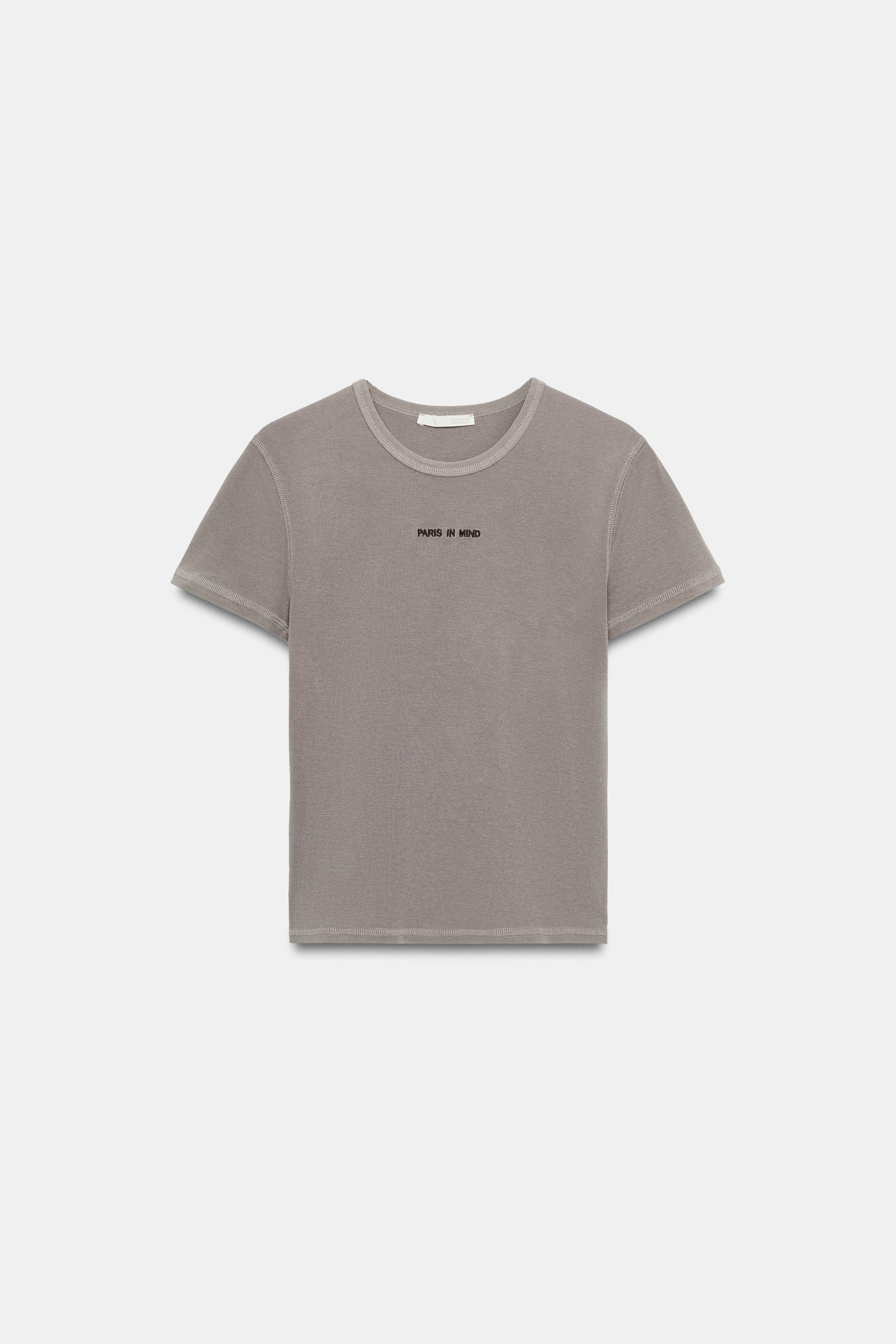 SLOGANLI KISA KOLLU T-SHIRT - Görsel 3