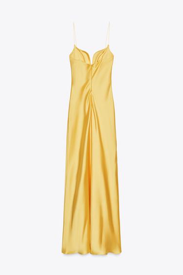 LONG SATIN DRESS - Yellow by Zara - Image 5