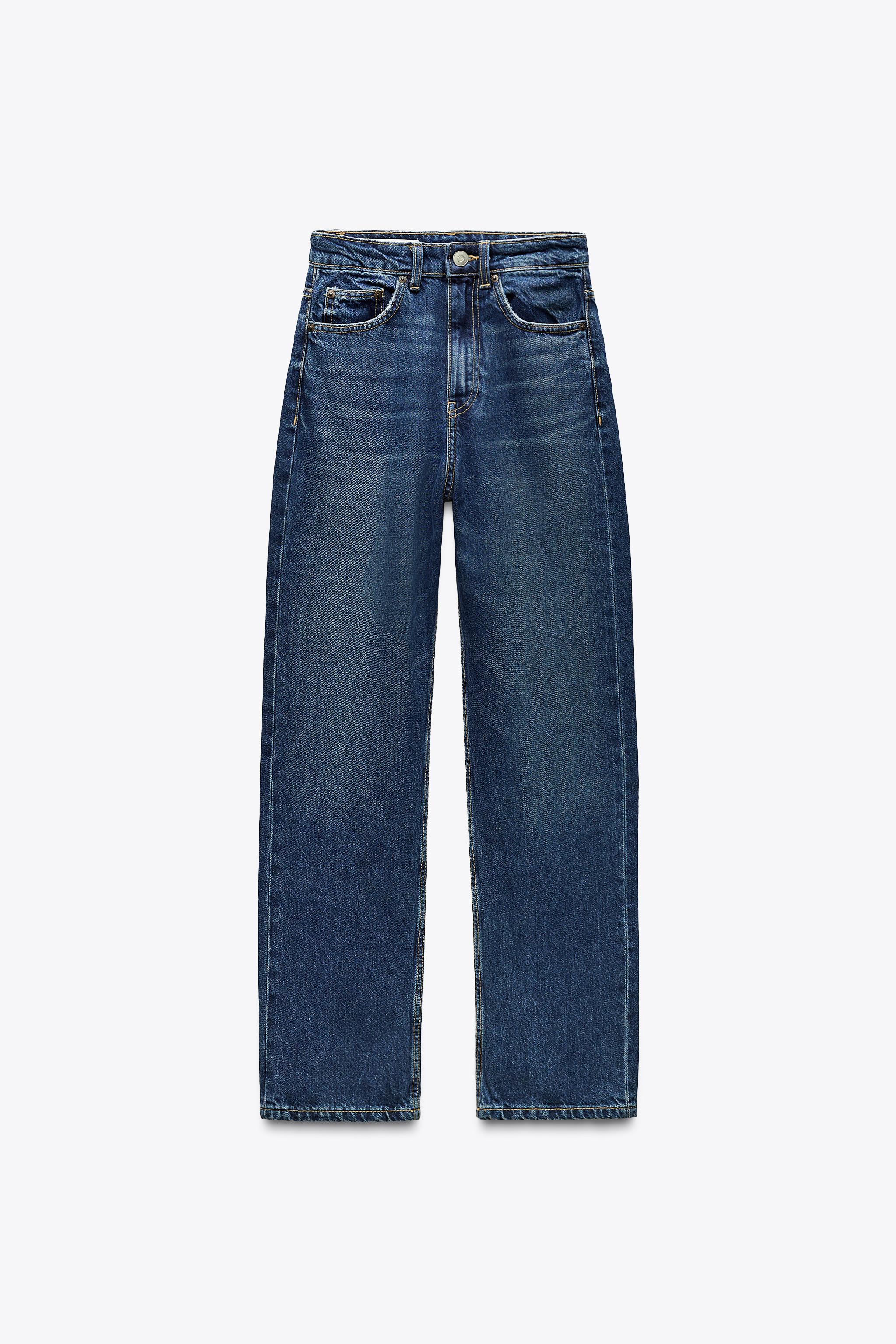 ZARA NEW WOMAN MID RISE TRF CARGO JEANS BELT LOOPS PANT BLUE