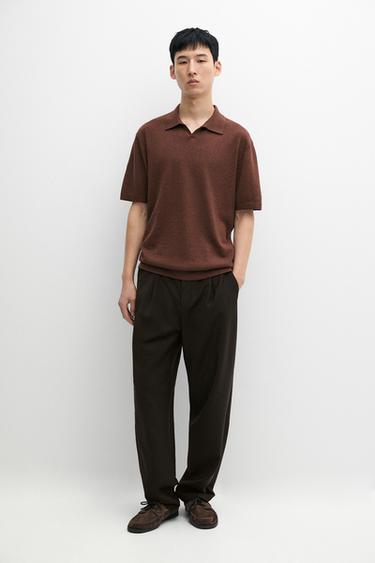Zara Linen blend knit polo sweater -  - Image 0