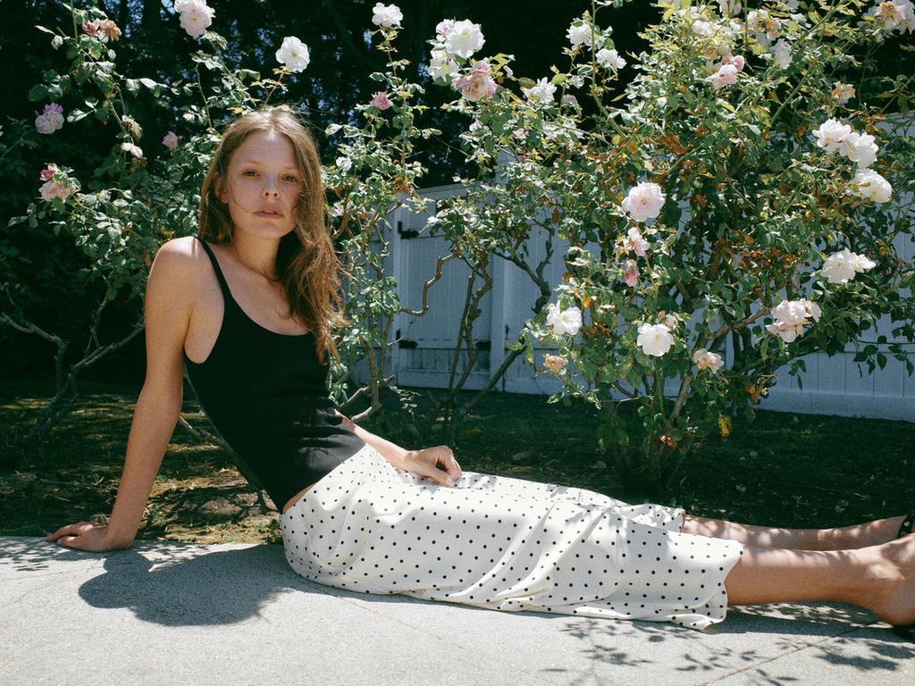 POLKA DOT SATIN MIDI SKIRT