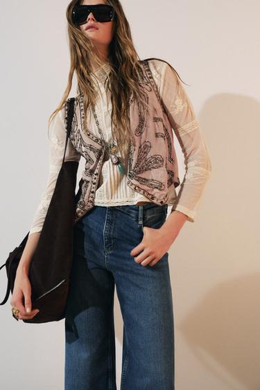 Zara ZW COLLECTION BEADED VEST - Dusty pink