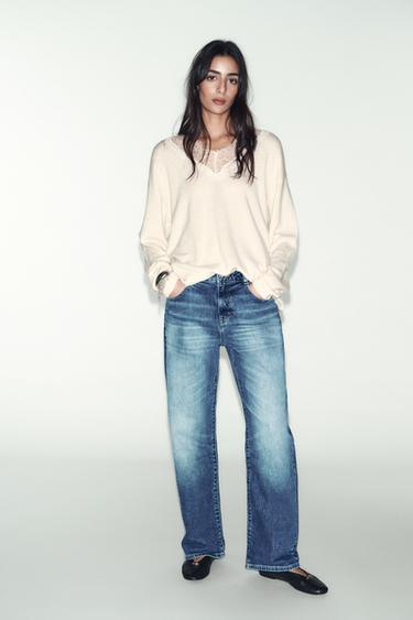 JERSEY CON LANA ENCAJE - Crudo de Zara