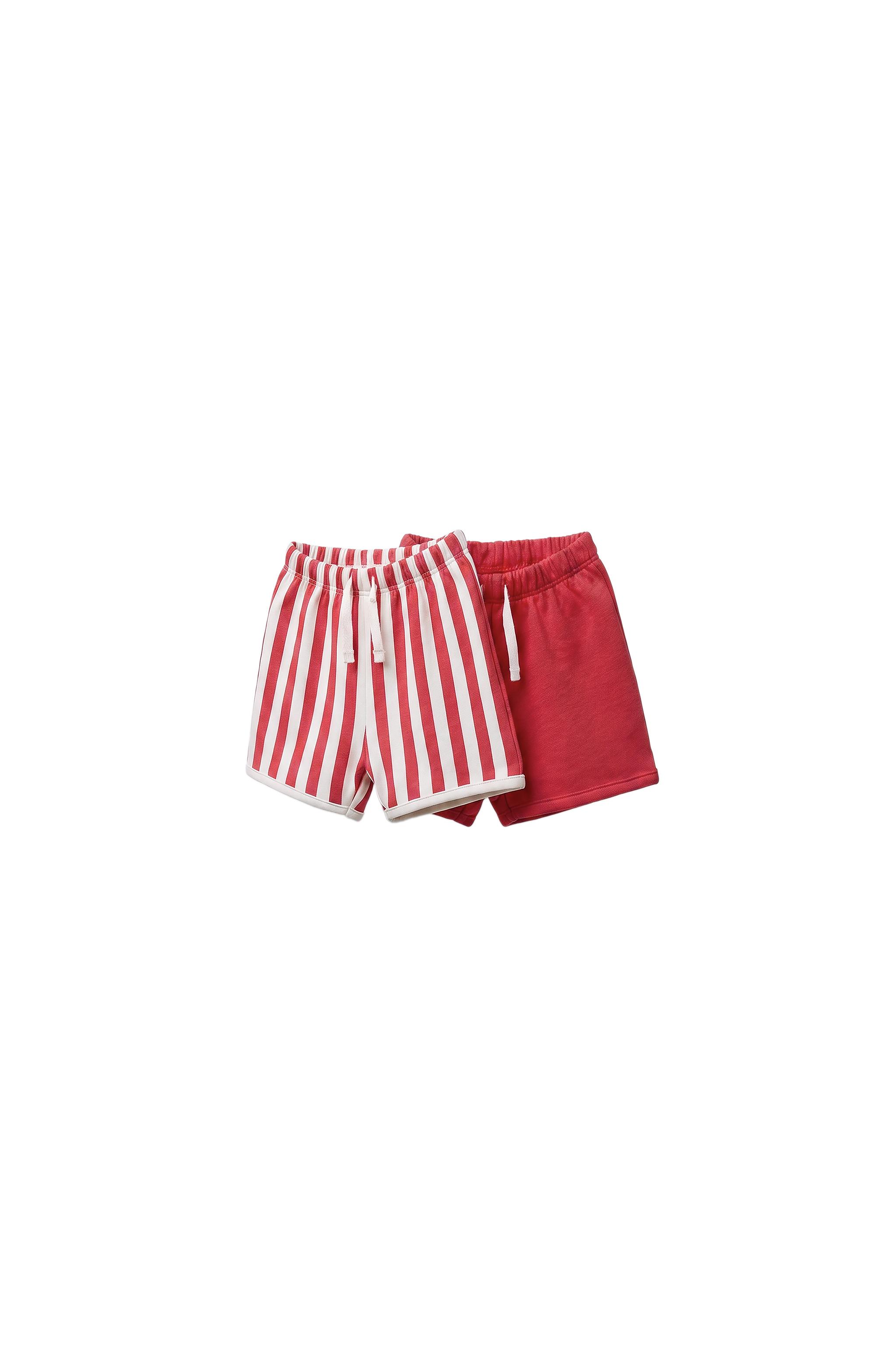TWO-PACK OF PLAIN AND STRIPED SHORTS — White / Red (alternate view)