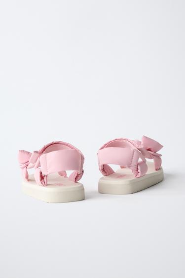 SANDALES MATELASSÉES AVEC NŒUD - Rose de Zara - Image 4
