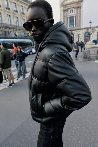 ANORAK MATELASSÉ MATIÈRE SYNTHÈTIQUE DÉPERLANT COUPE-VENT - Noir de Zara - Image 1