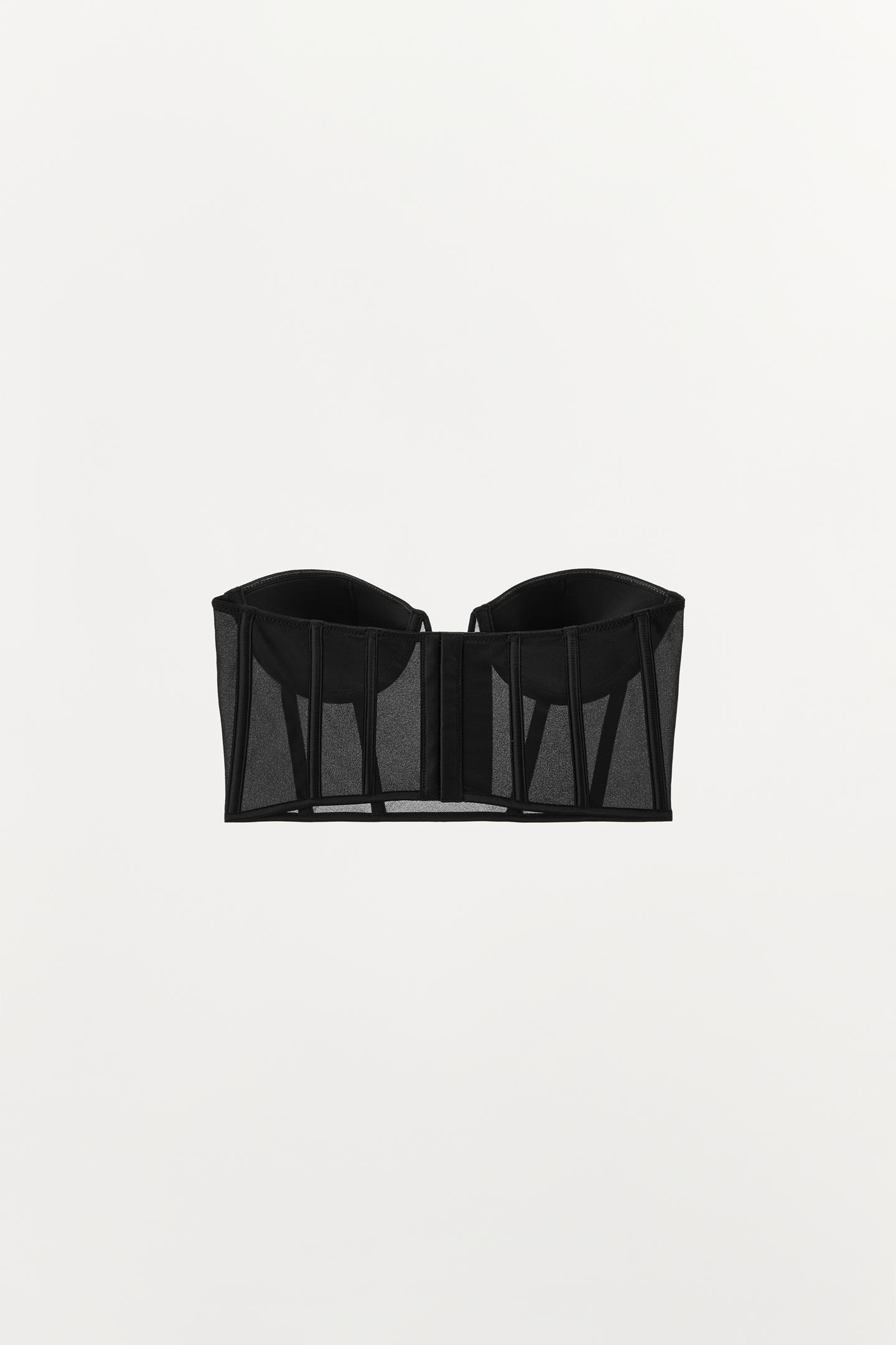 Корсет, на косточках, атлас — Zara, цвет: Чёрный — фото 6