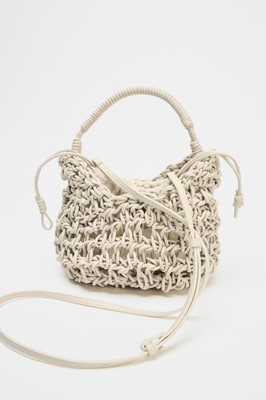 TOPSTITCHED BRAIDED HANDBAG - Ecru by Zara