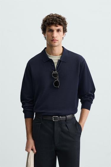 POLO PUNTO ALGODÓN - SEDA - Marino de Zara