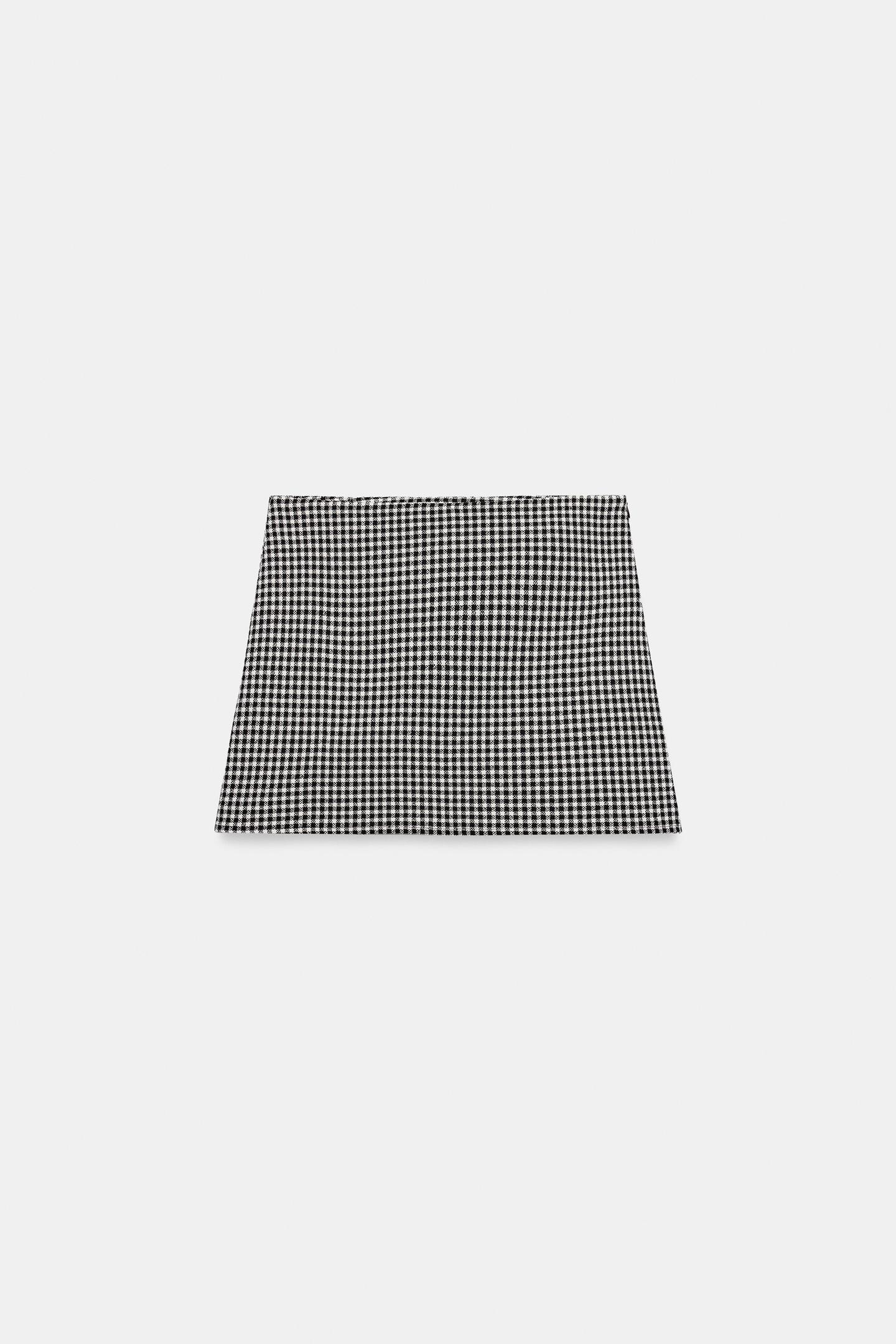 Женская юбка-шорты Zara Plaid Skort, цвет: Чёрный / Белый — фото 6