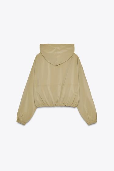 BLOUSON EFFET GOMME AVEC CAPUCHE - Marron clair de Zara - Image 4