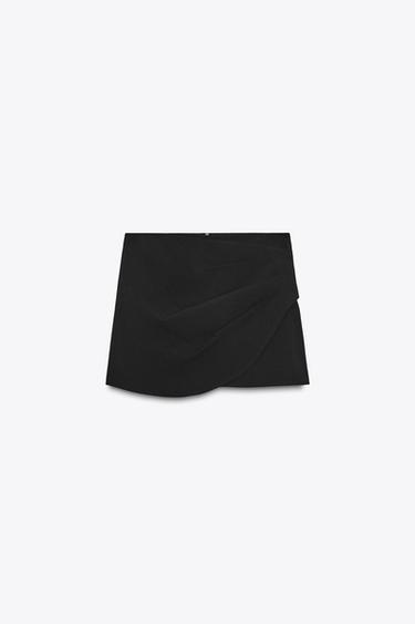 FALDA PANTALÓN CRUZADA PLIEGUES - Negro de Zara