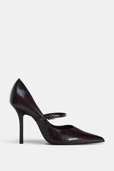ZAPATO TACÓN EFECTO CRAQUELADO - Rojo Burdeos de Zara