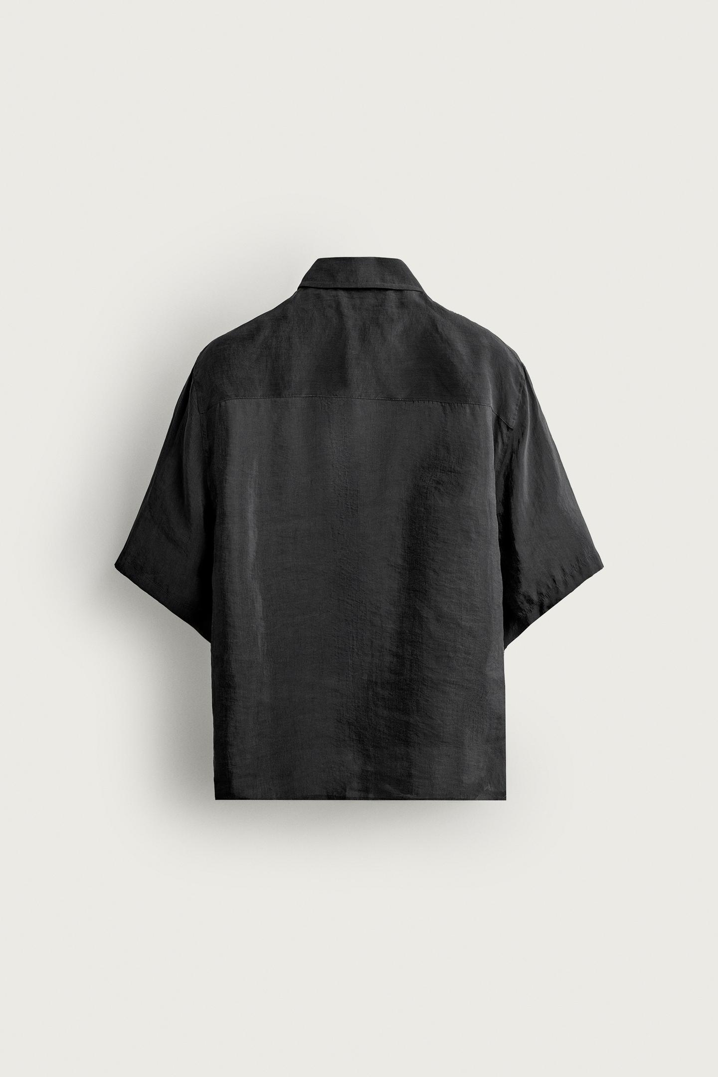 Мужская рубашка Zara Fluid Boxy Fit, цвет: Серый — фото 8