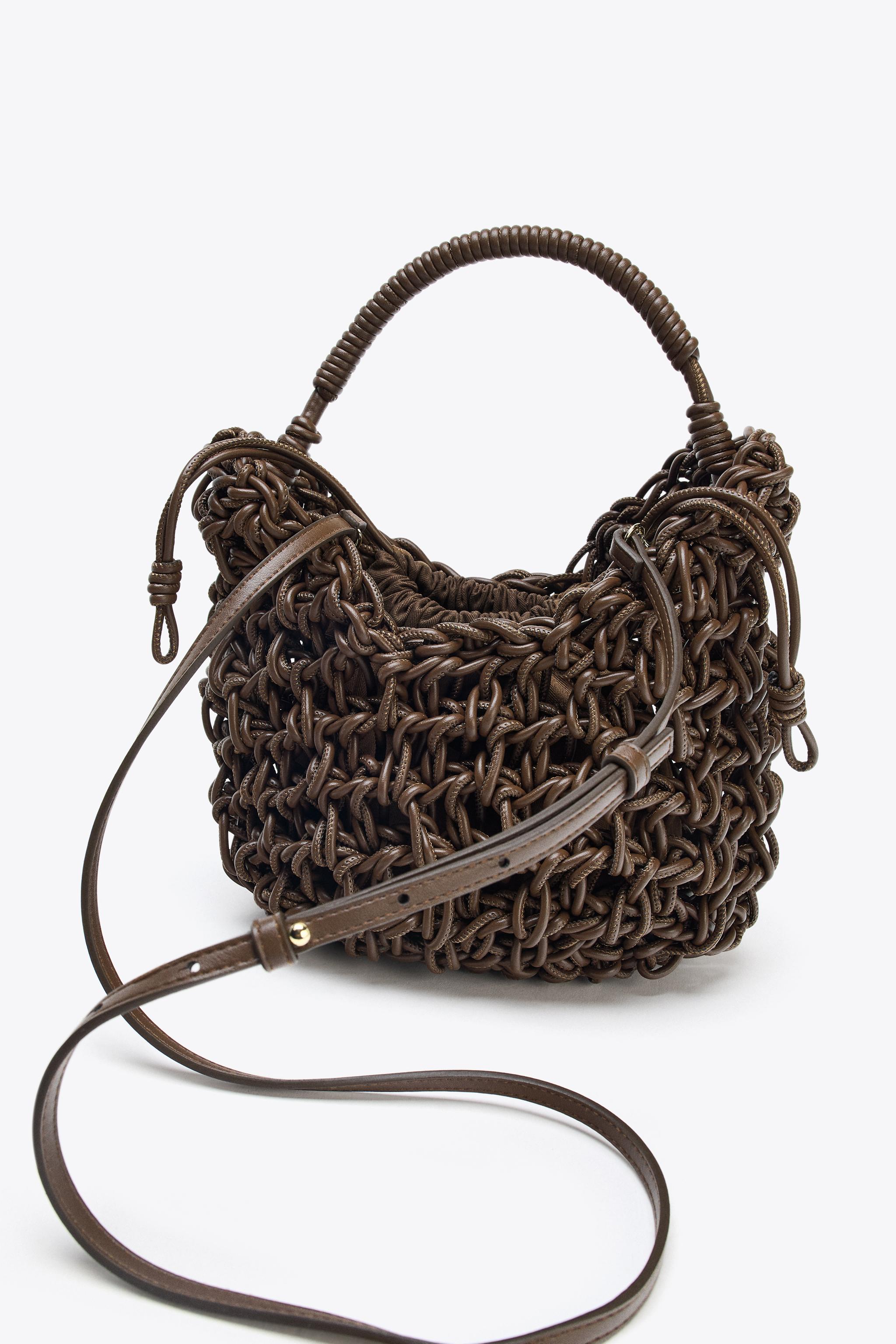 ZARA【NEW】TOPSTITCHED BRAIDED HANDBAG TOPSTITCHED WOVEN HANDBAG - Ecru | ZARA United States