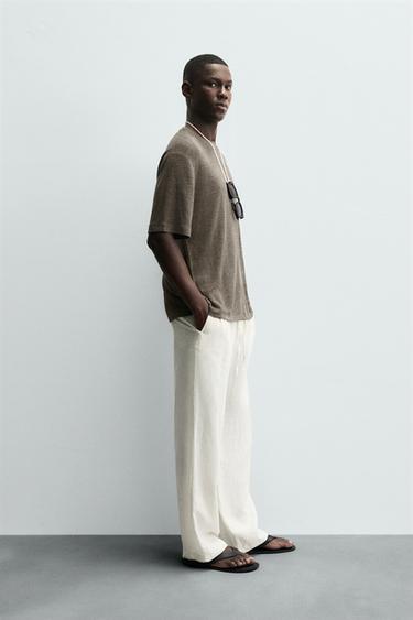T-SHIRT CHANVRE - VISCOSE - Chocolat de Zara - Image 3
