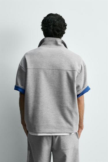 CROPPED FIT LABEL POLO SHIRT - Grey marl by Zara - Image 2