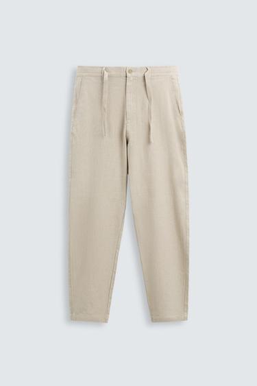 PANTALÓN CON LINO - Beige claro de Zara