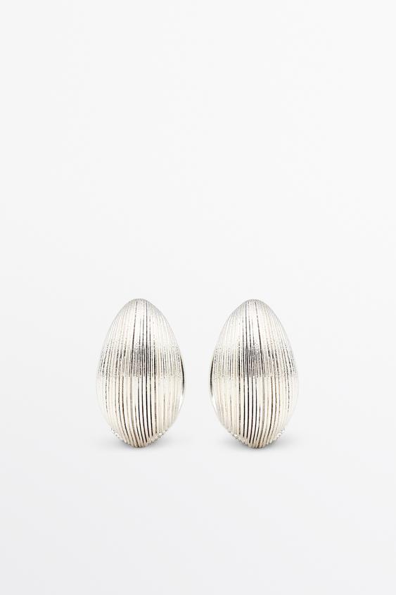 Zara Pinstripe hoop earrings - Silver - Image 0