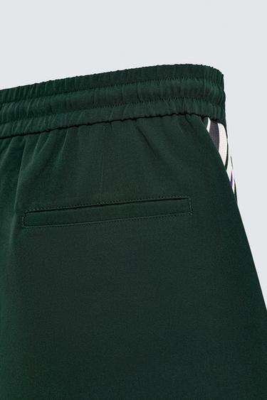 Zara CONTRAST STRIPE SHORTS - Green