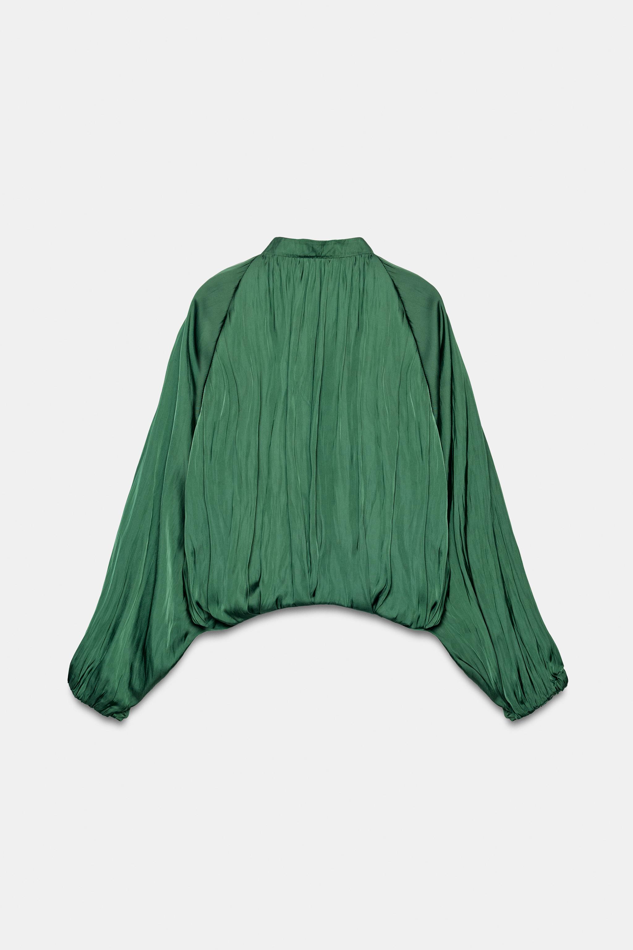 JAQUETA ACETINADA COM ZÍPER - Verde | ZARA Brasil