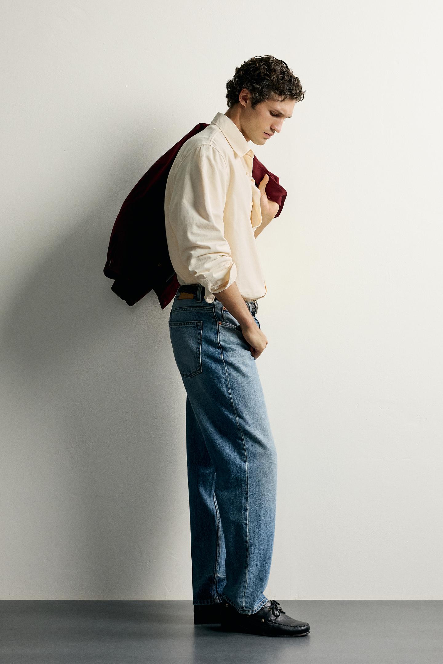 Мужская рубашка Zara Lightweight Corduroy Regular Fit, цвет: Экрю — фото 4