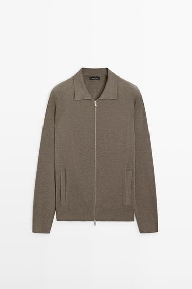 Zara Cotton blend zip-up knit cardigan - 548
