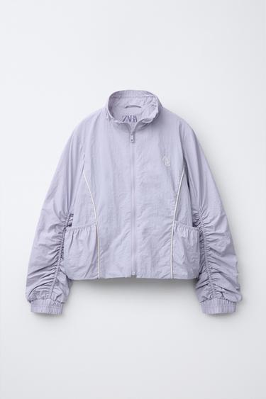Zara 撞色滾邊尼龍外套 - 紫色 - 圖片 0