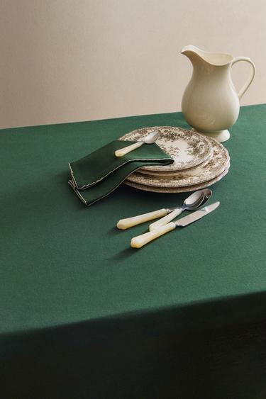 TOALHA DE MESA COM ONDAS - Verde da Zara