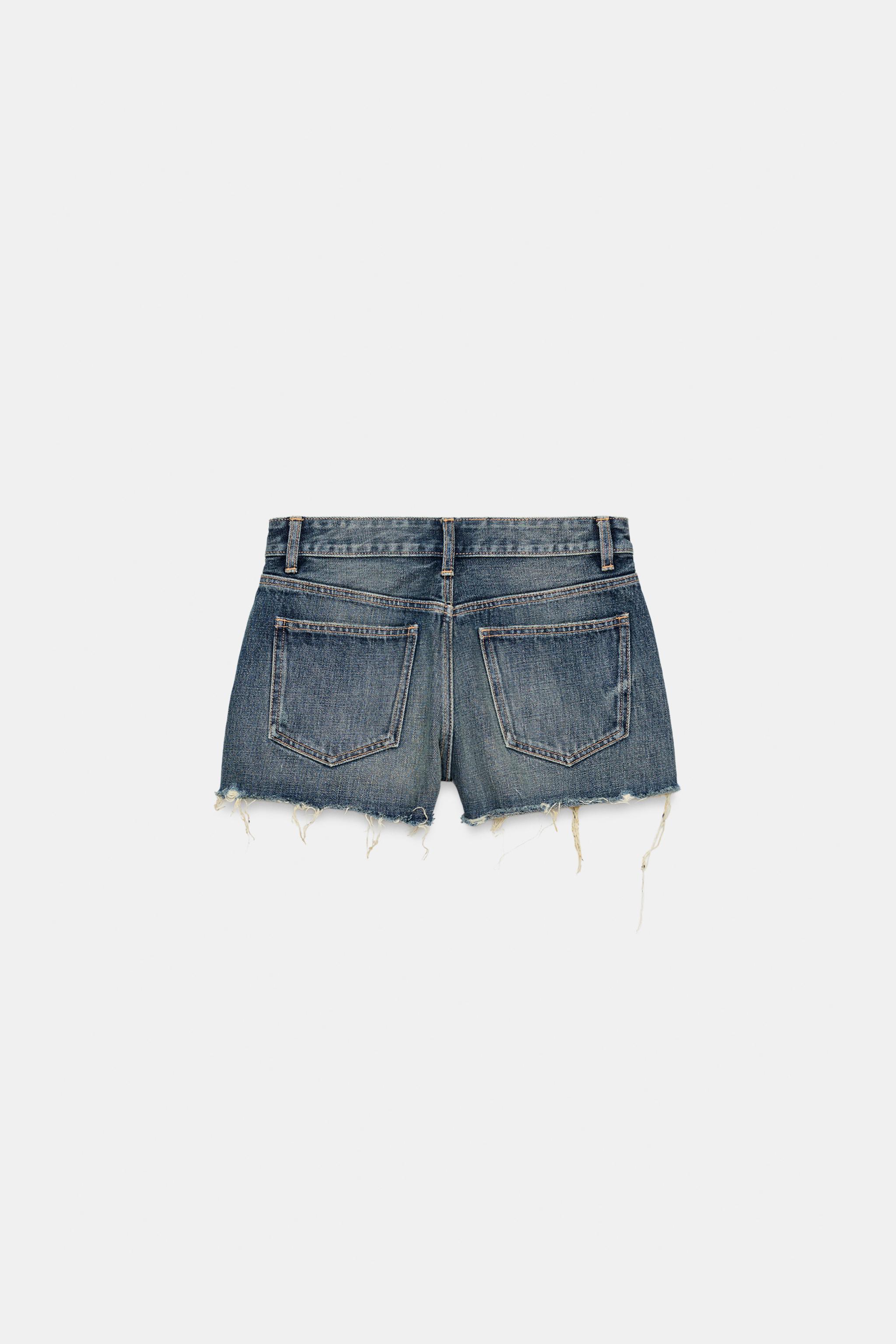 TRF RIPPED MID-RISE DENIM SHORTS