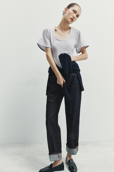 CAMISETA CUELLO OLLA MANGA CORTA - Gris vigoré de Zara