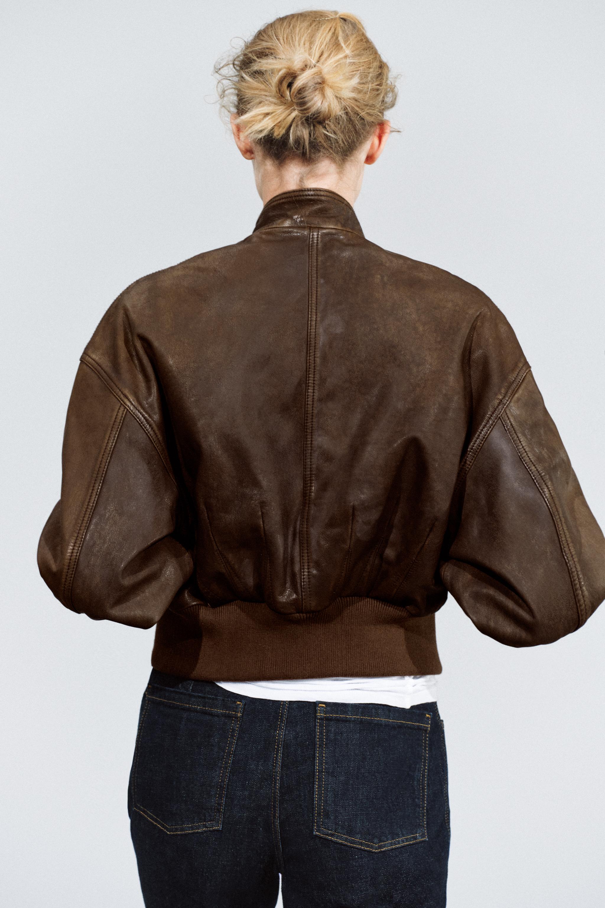 ZW COLLECTION 100% LEATHER CROPPED JACKET