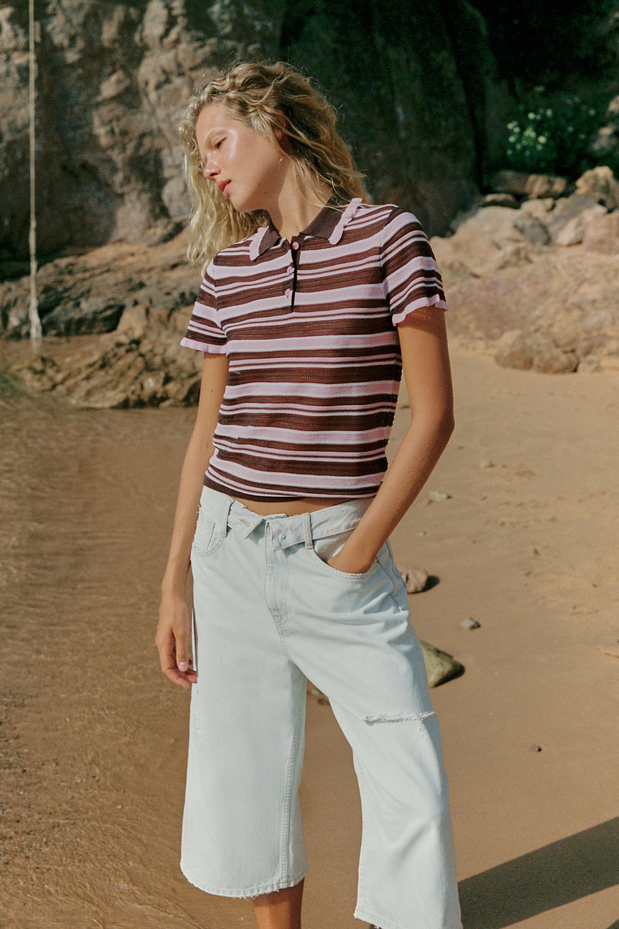 STRIPED KNIT POLO — only one