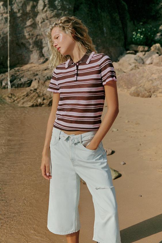 POLO EN MAILLE À RAYURES - unique de Zara - Image 0