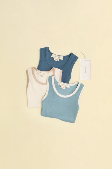 ZARA TIMELESS - НАБОР ИЗ ТРЕХ ФУТБОЛОК С КОНТРАСТНЫМИ ДЕТАЛЯМИ — Разноцветный от Zara