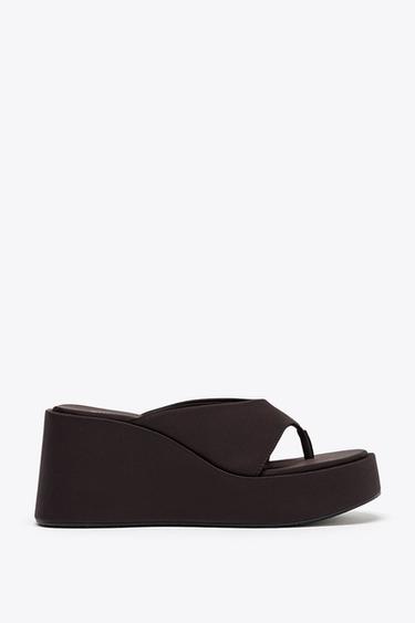SATIN-EFFECT PLATFORM SANDALS - Brown by Zara