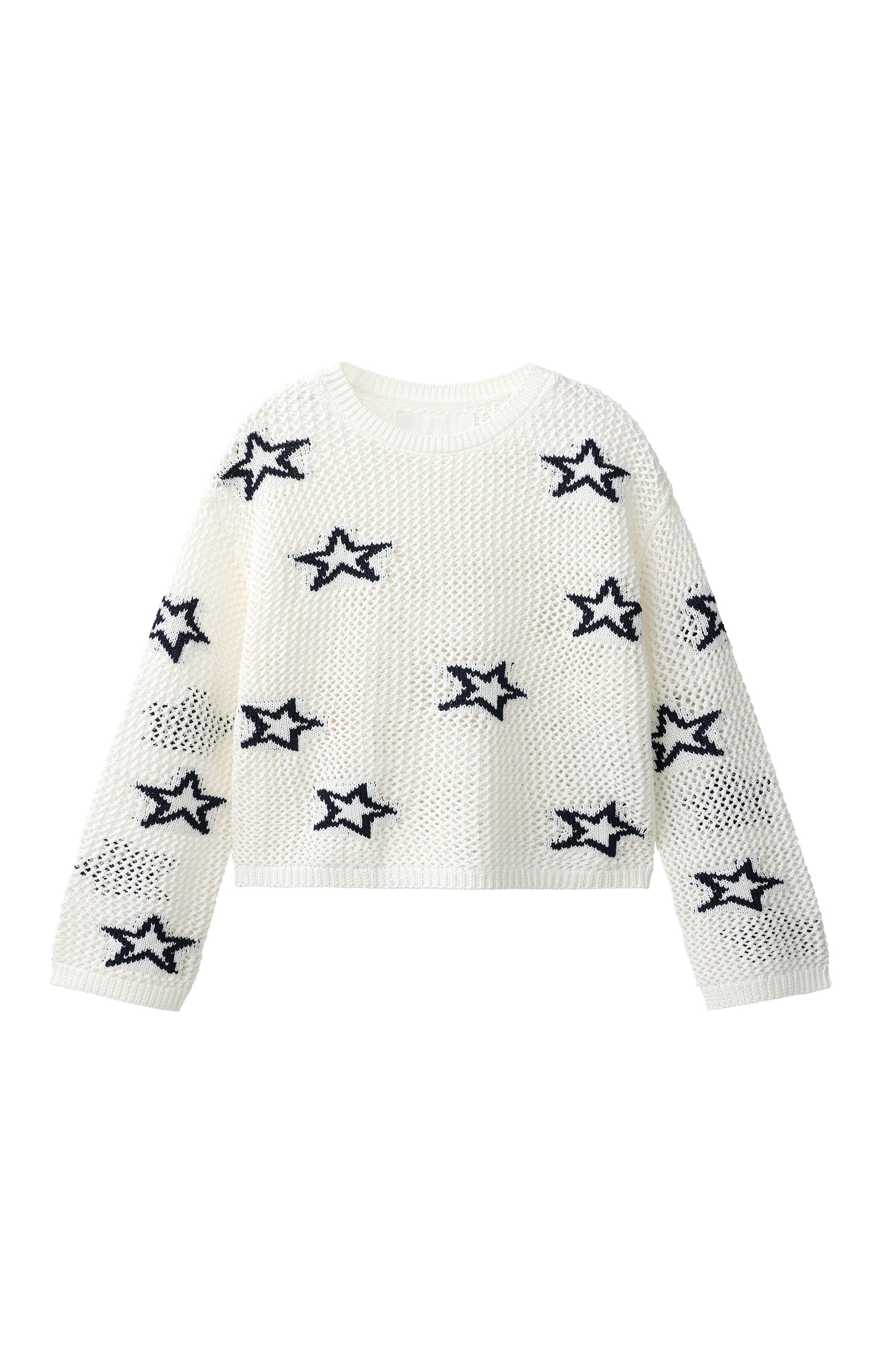 STAR PRINT ROUND NECK JUMPER - Ecru | ZARA Hungary / Magyarország