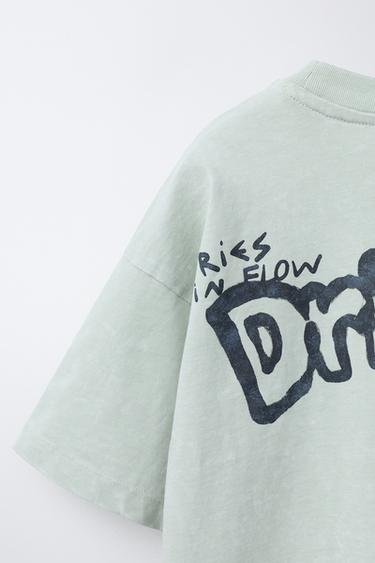 T-SHIRT EFFET DÉLAVÉ PIÈCES - Vert d'eau de Zara - Image 3