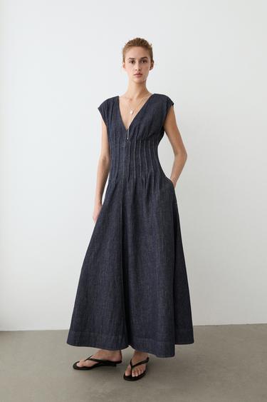 Zara Denim midi dress - Blue - Image 0