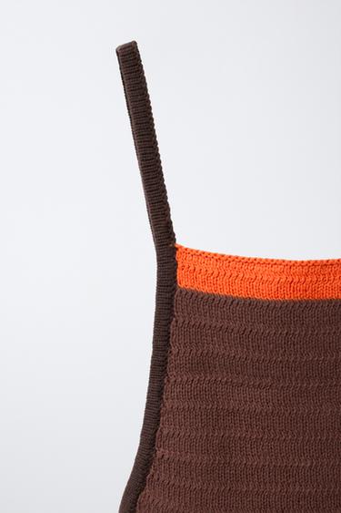 TOP EN CROCHET À RAYURES EN CONTRASTE - Marron de Zara - Image 2