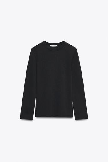 CAMISETA MANGA LARGA INTERLOCK - Carbón de Zara