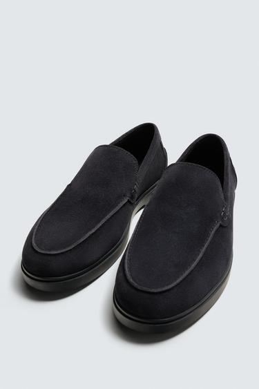 CASUAL LEATHER LOAFERS - Blue by Zara