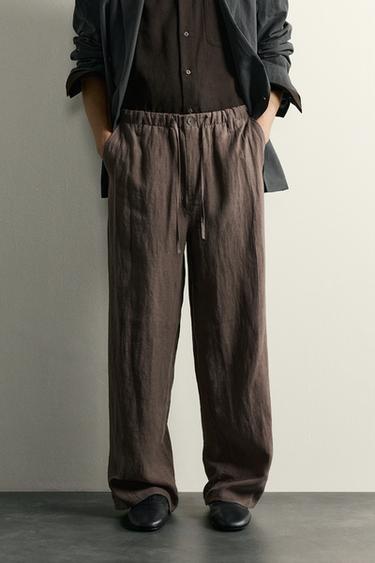 بنطلون RELAXED FIT 100% كتان - بني/ توبو by Zara
