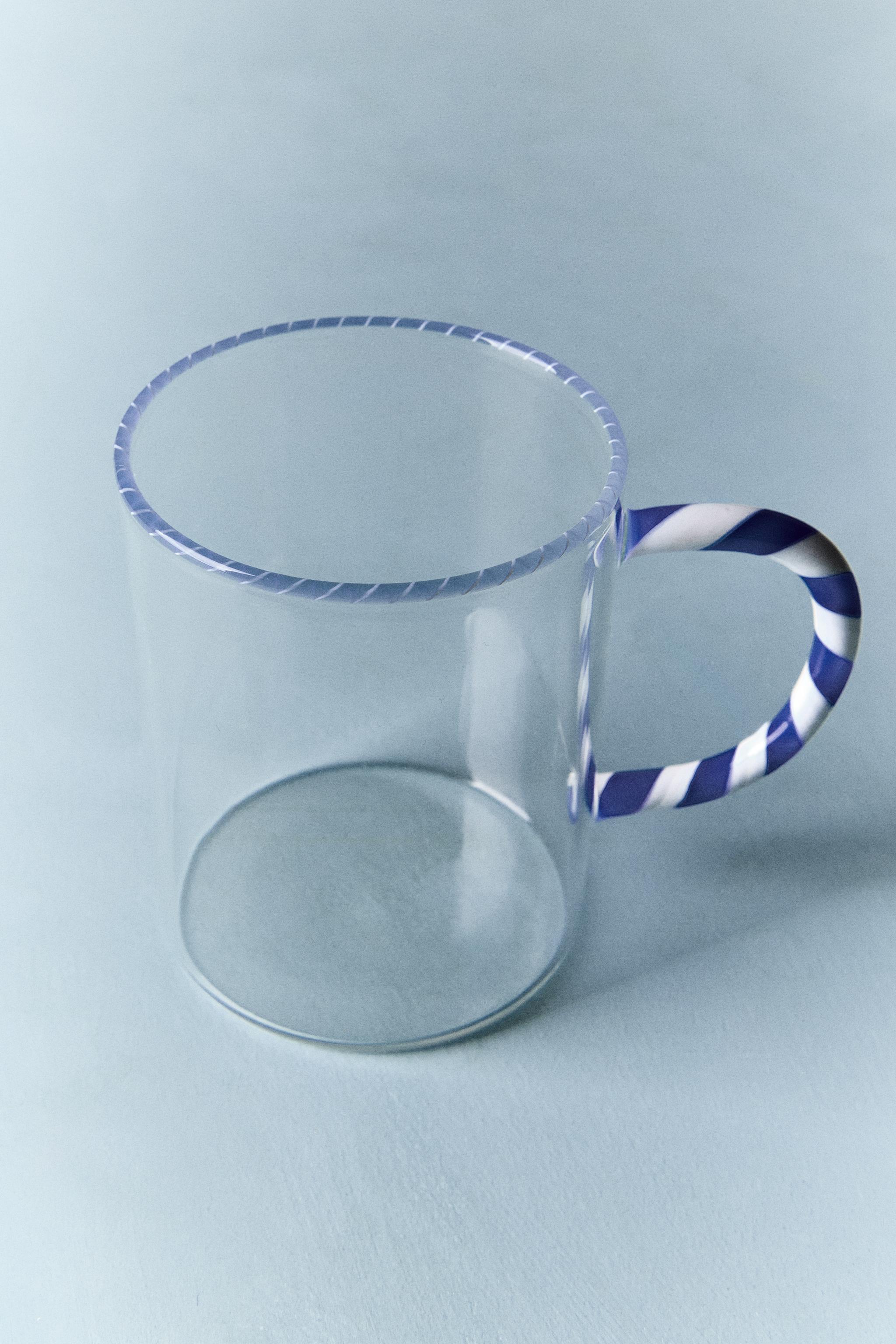 BOROSILICATE GLASS MUG WITH HANDLE AND COLORED RIM - Light