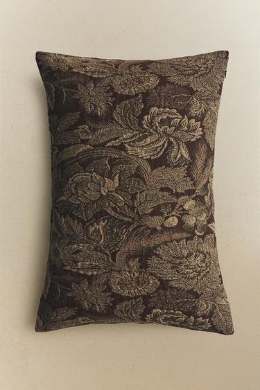 Zaras KUDDFODRAL MED BLOMMIGT JACQUARDMÖNSTER - Brun
