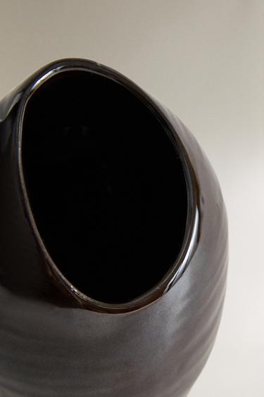 IRREGULAR ROUNDED CERAMIC VASE - Brown by Zara - Image 3