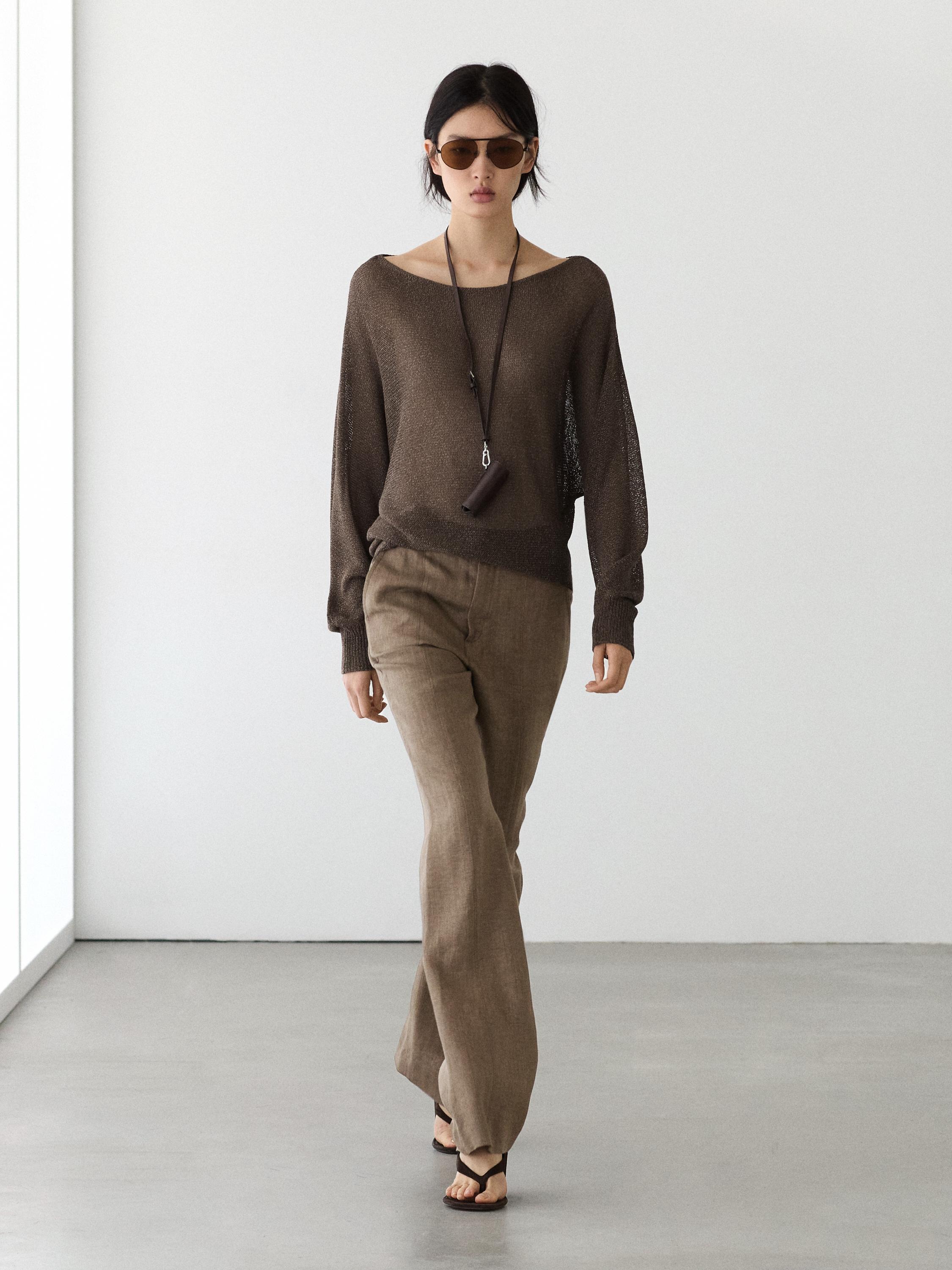 100% linen kick flare trousers — 764