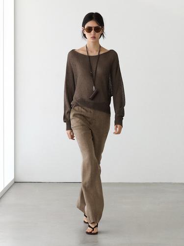 Zara 100% linen kick flare trousers - 764