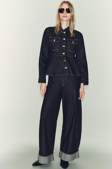 Z1975 DENIM PEPLUM JACKET - Blue by Zara