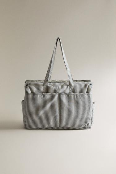 STRIPED COTTON MATERNITY BAG - Grey by Zara